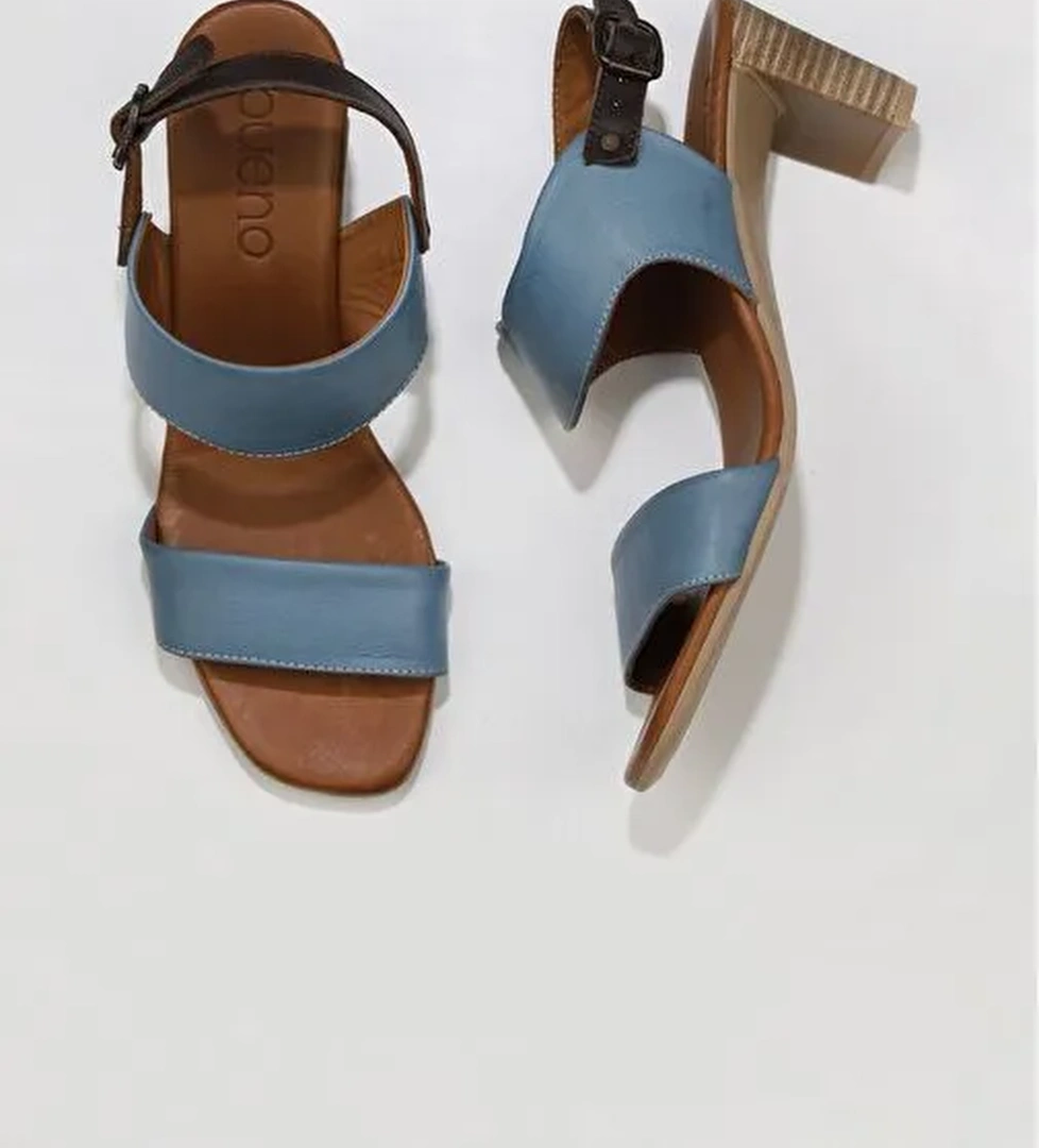 Bueno Shoes Mavi Deri Kadın Topuklu Sandalet 01wu11100 - Görsel 1