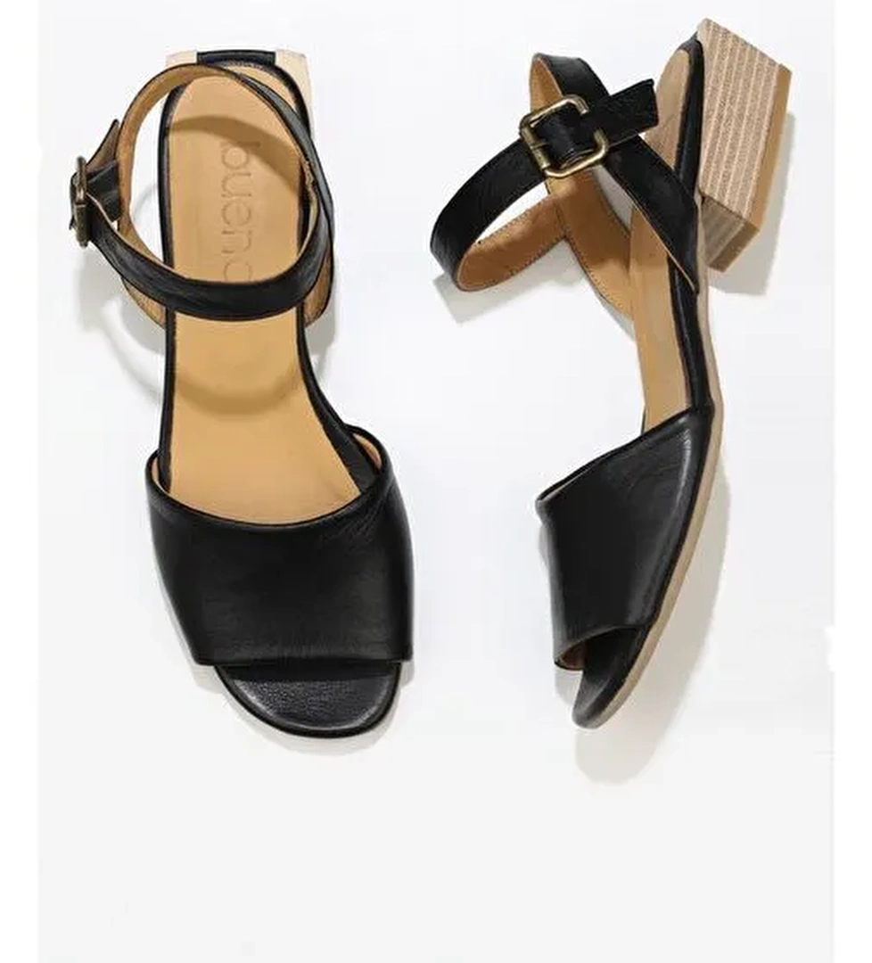Bueno Shoes Siyah Deri Kadın Topuklu Sandalet 01ws7504 - Görsel 1