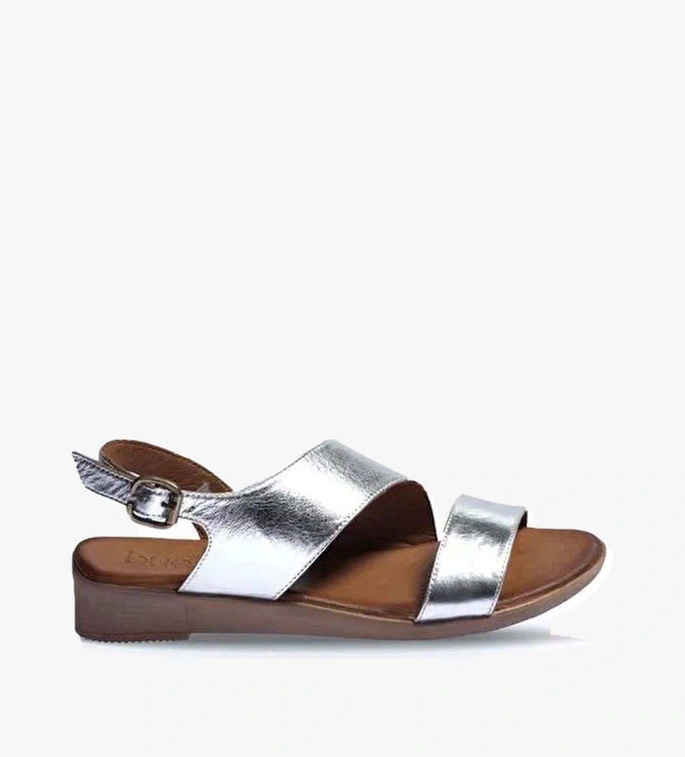Bueno Shoes Gümüş Deri Kadın Sandalet 01wl1508 - Görsel 1