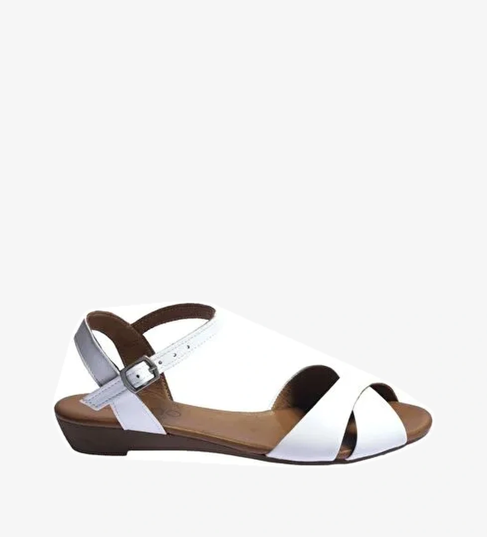 Bueno Shoes Beyaz Deri Kadın Sandalet 01wn3808 - Görsel 1