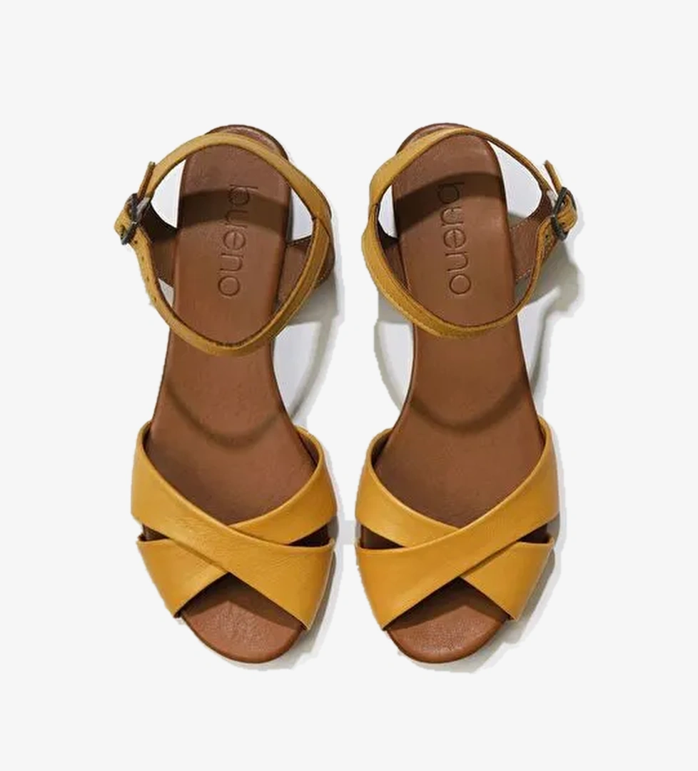 Bueno Shoes Sarı Deri Kadın Sandalet 01wn3808 - Görsel 1