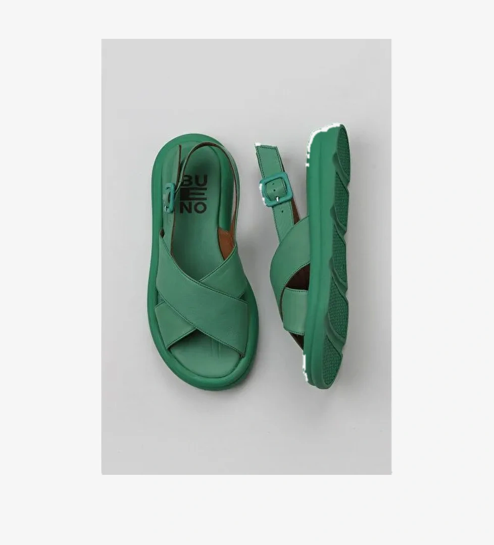 Bueno Shoes Yeşil Koyu Deri Kadın Sandalet 01wy9403 - Görsel 1