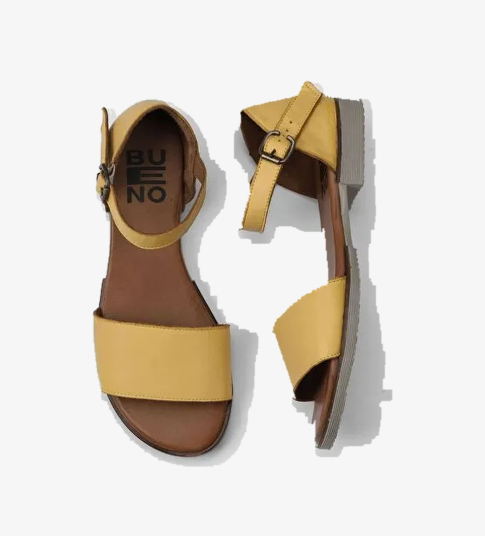 Bueno Shoes Sarı Deri Kadın Sandalet 01wy2502 - Görsel 1