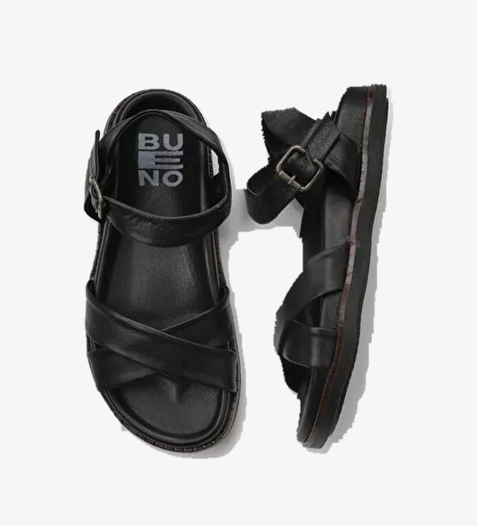 Bueno Shoes Siyah Deri Kadın Sandalet 01wu5830 - Görsel 1
