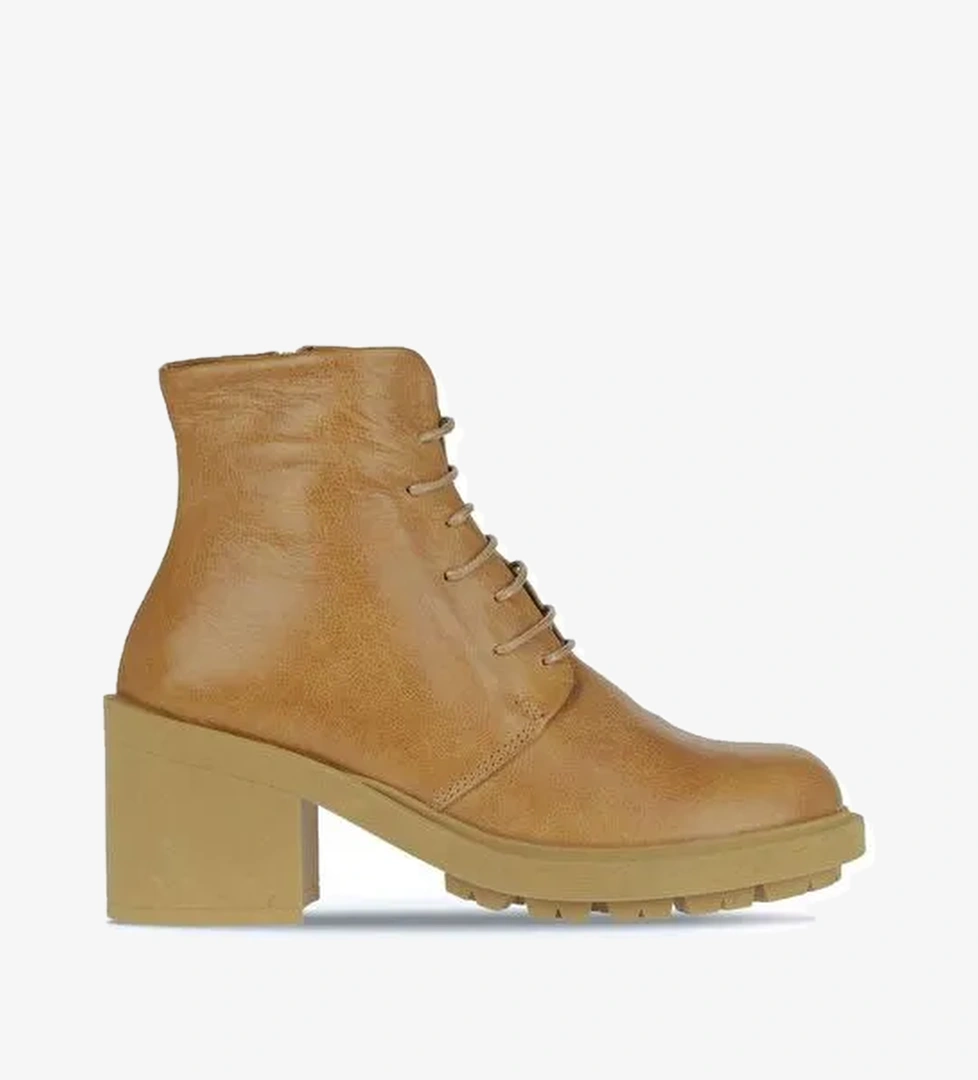 Bueno Shoes Sarı Deri Kadın Topuklu Bot 01wz7904 - Görsel 1