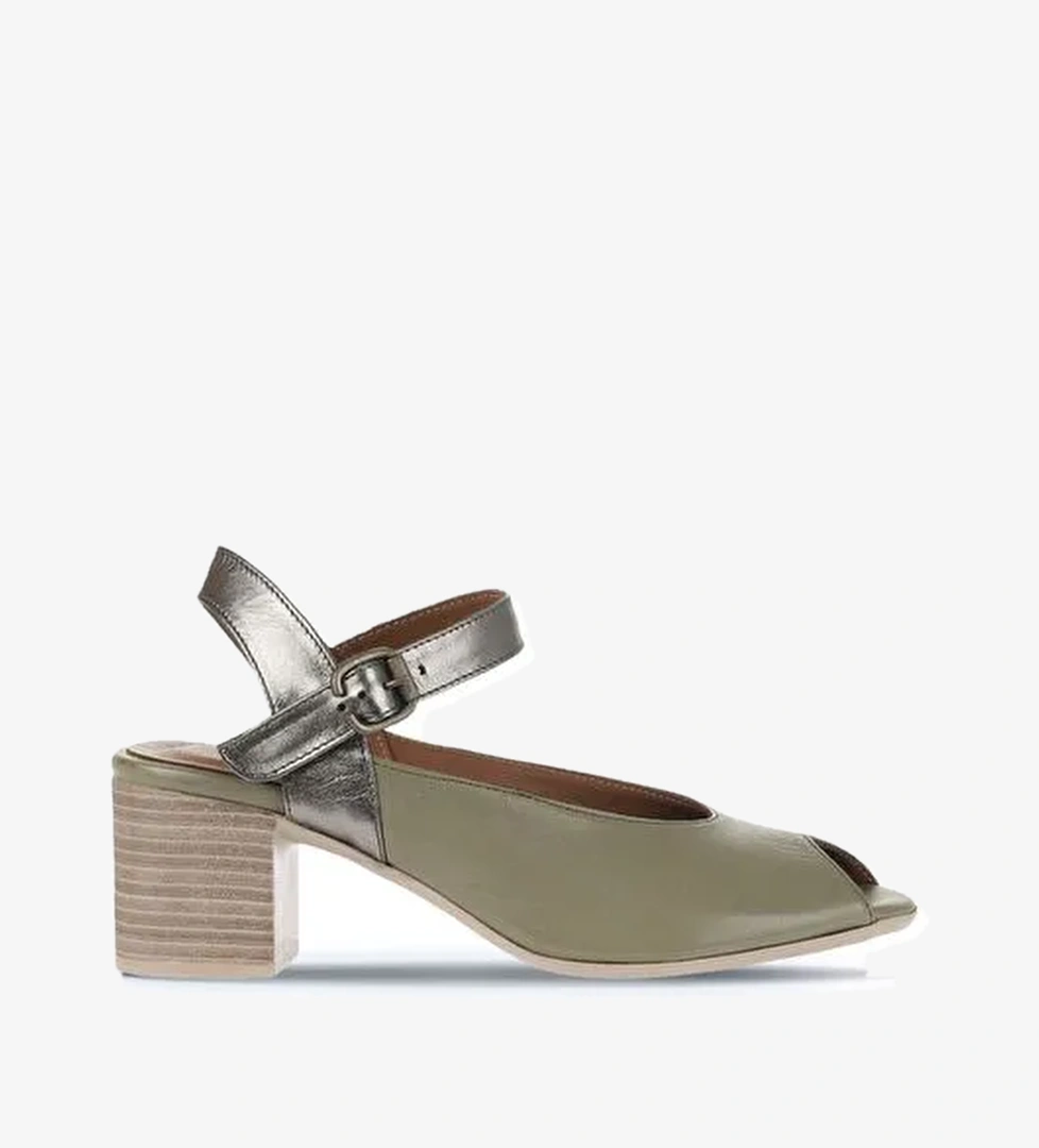 Bueno Shoes Haki Multi Deri Kadın Topuklu Sandalet 01wa2811 - Görsel 1