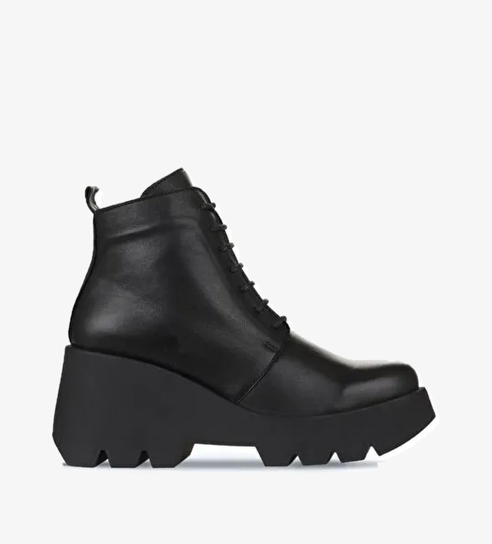 Bueno Shoes Siyah Deri Kadın Dolgu Topuklu Bot 01wz8402 - Görsel 1