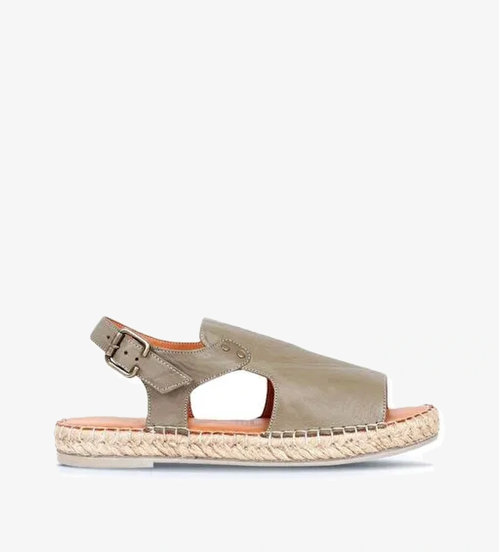 Bueno Shoes Yeşil Deri Kadın Espadril Sandalet 01wq1125 - Görsel 1