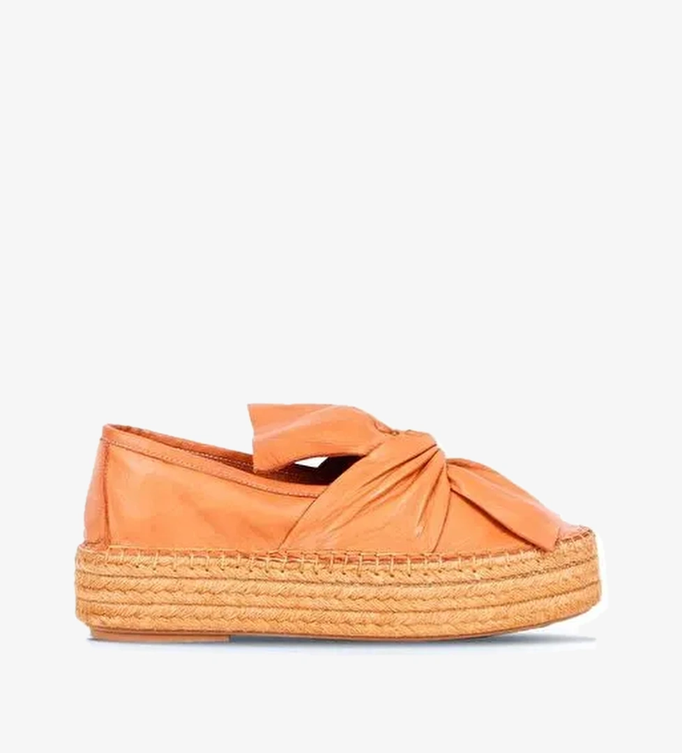 Bueno Shoes Taba Deri Kadın Dolgu Topuklu Espadril Ayakkabı 01wq3502 - Görsel 1