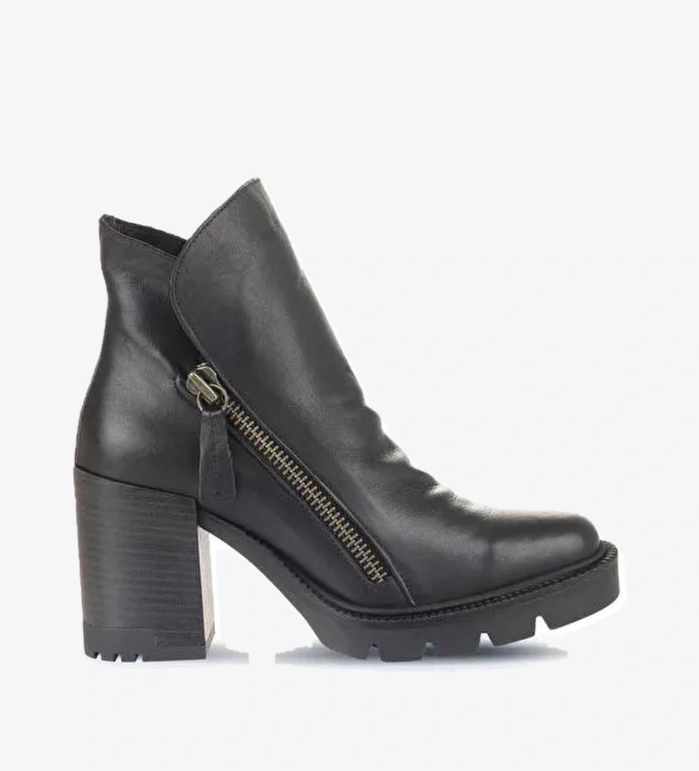 Bueno Shoes Siyah Deri Kadın Topuklu Bot 01wz0801 - Görsel 1