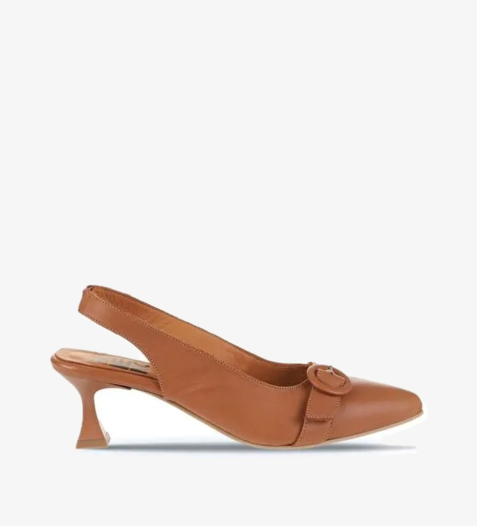 Bueno Shoes Taba Koyu Deri Kadın Topuklu Ayakkabı 01wa1306 - Görsel 1