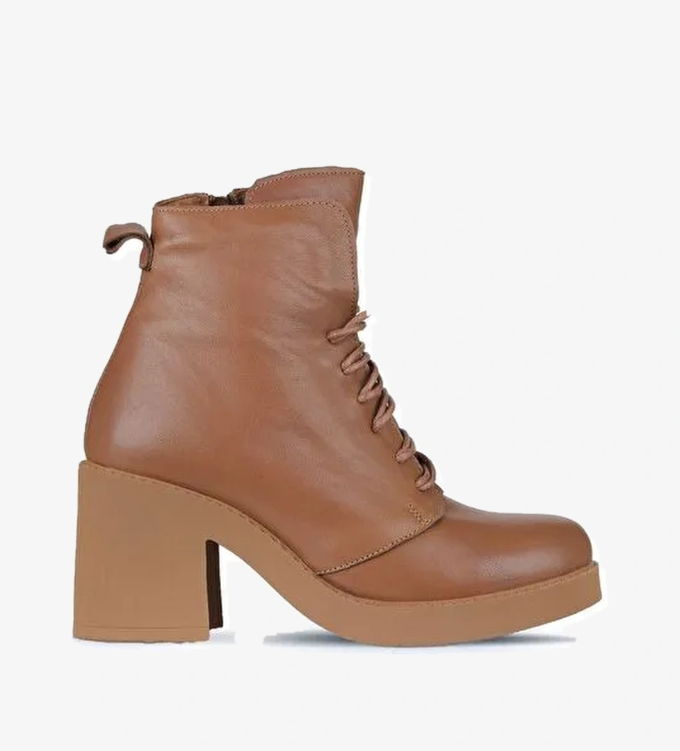 Bueno Shoes Taba Deri Kadın Topuklu Bot 01wz7107 - Görsel 1