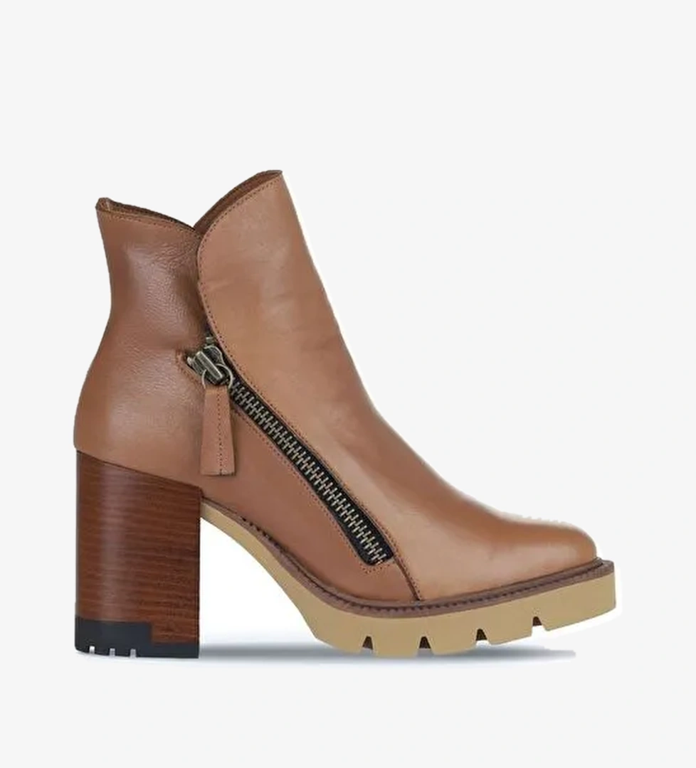 Bueno Shoes Kahverengi Amf Deri Kadın Topuklu Bot 01wz0801 - Görsel 1