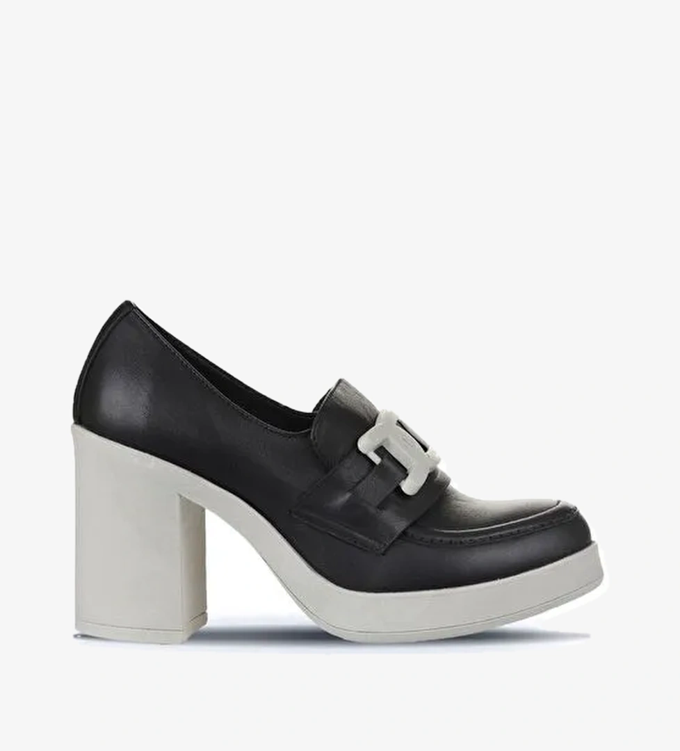 Bueno Shoes Siyah Gri Deri Kadın Topuklu Ayakkabı 01wz3201 - Görsel 1