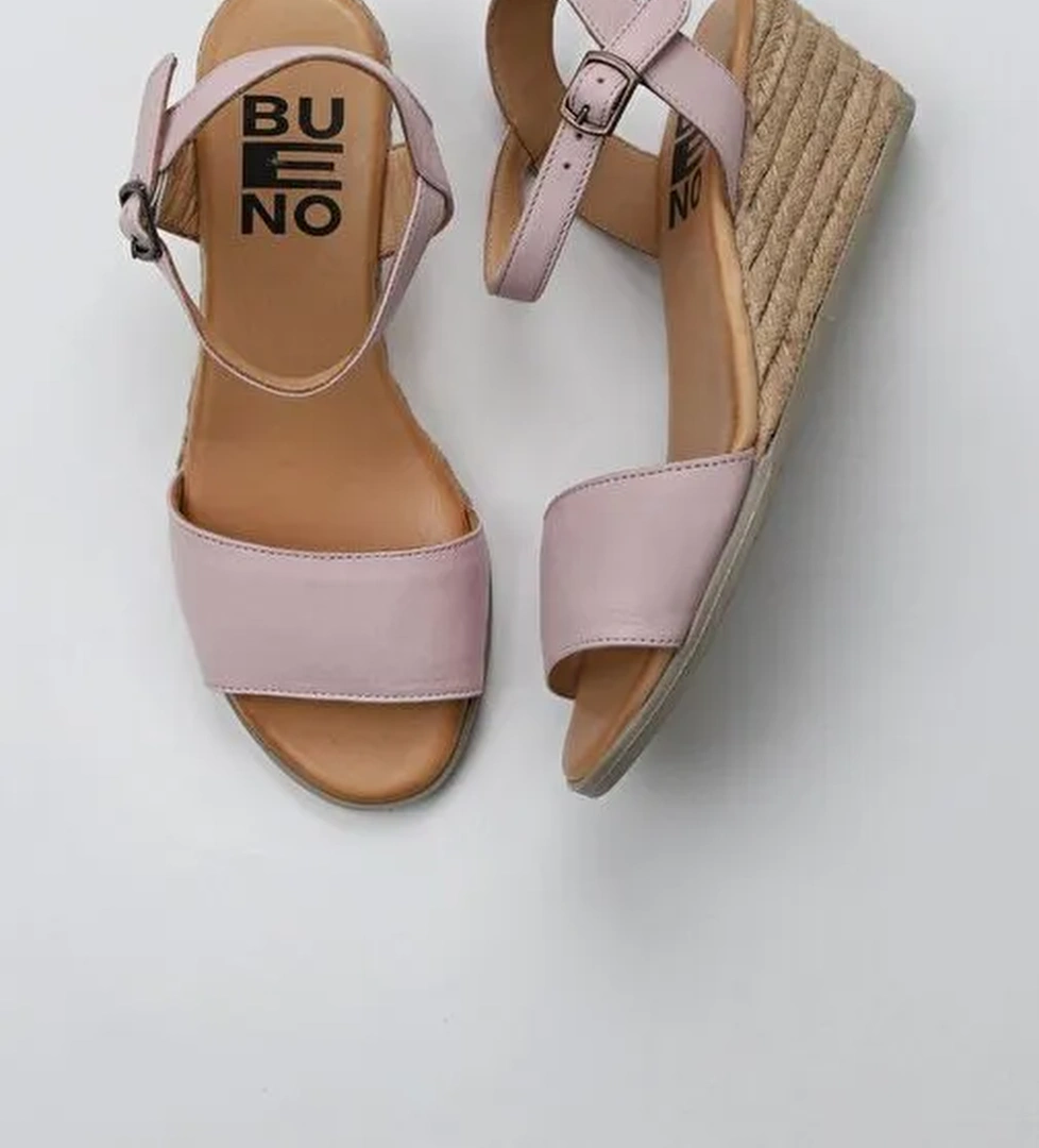 Bueno Shoes Pembe Deri Kadın Dolgu Topuklu Espadril Sandalet 01ws11101 - Görsel 1