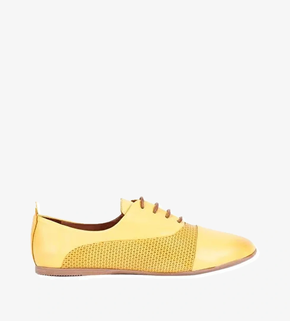Bueno Shoes Sarı Deri Kadın Babet 01wl1247 - Görsel 1