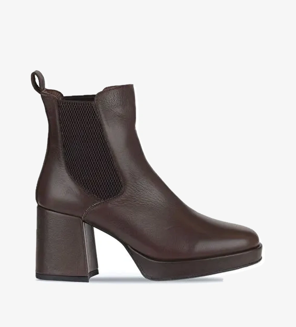 Bueno Shoes Kahverengi Deri Kadın Topuklu Bot 01wv8100 - Görsel 1