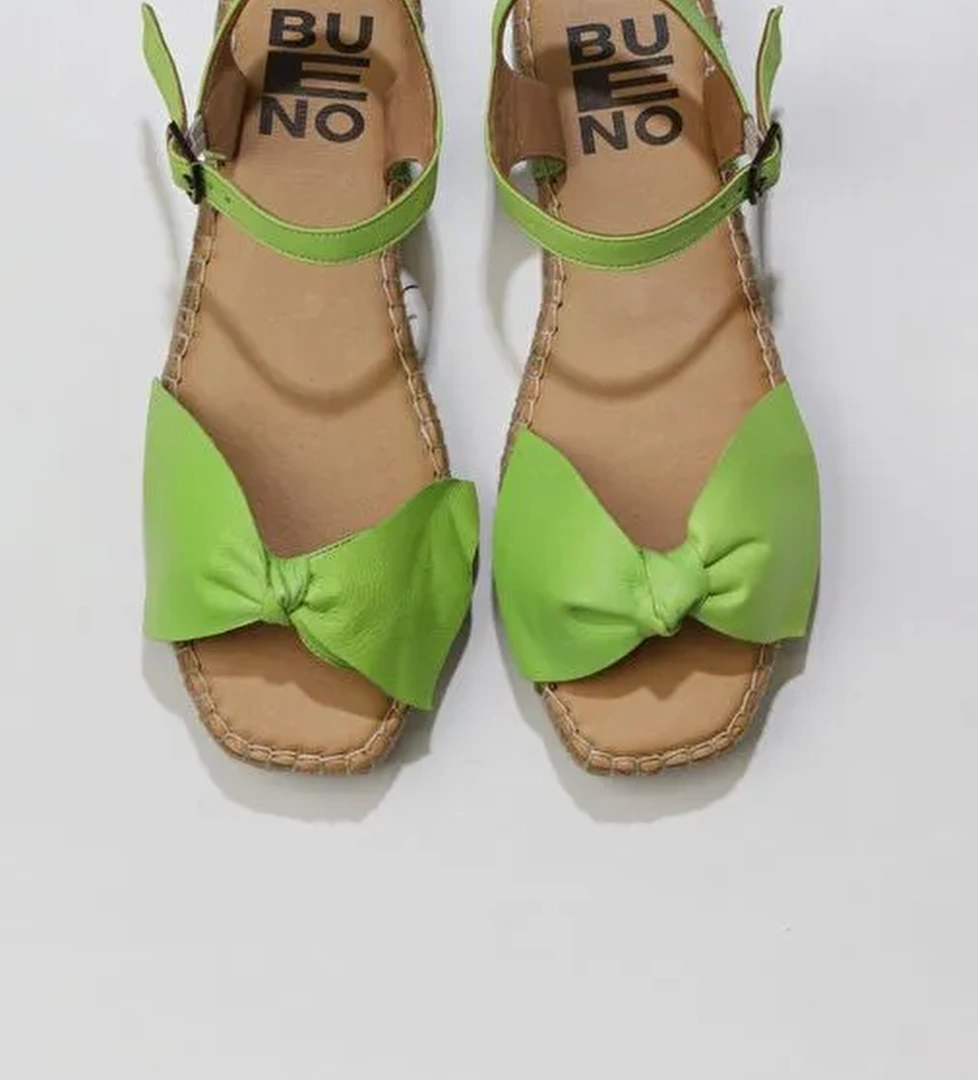 Bueno Shoes Yeşil Deri Kadın Espadril Sandalet 01wu5206 - Görsel 1