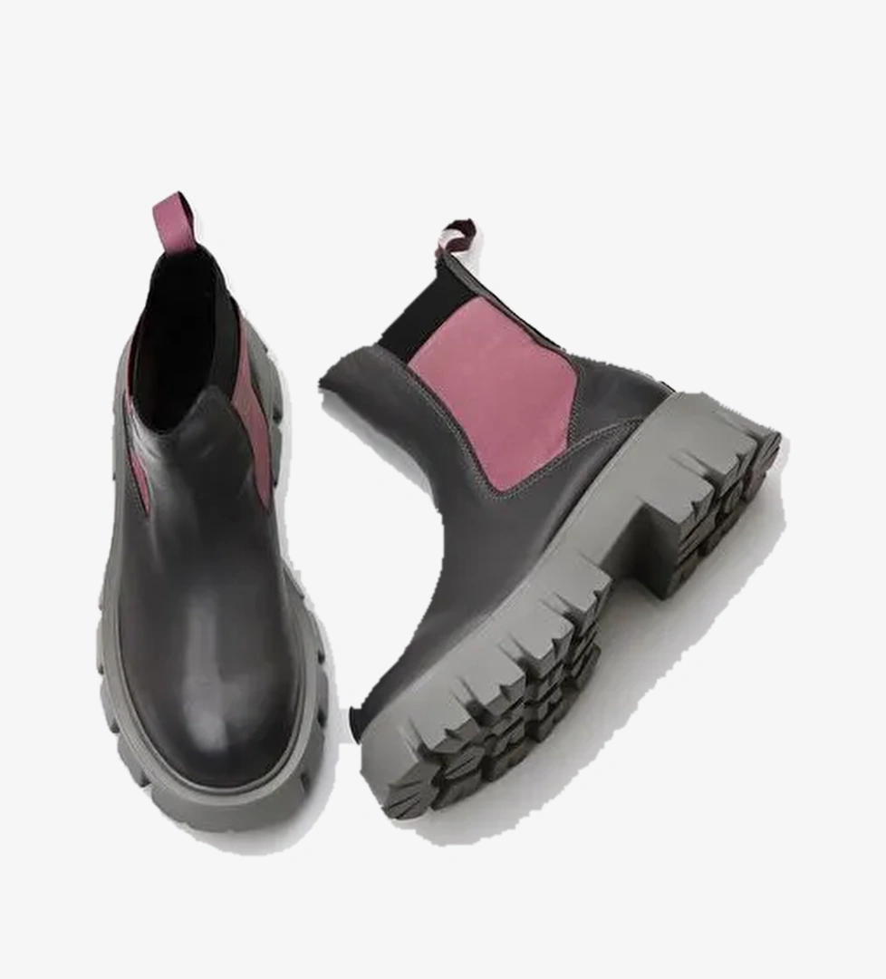 Bueno Shoes Gri Multi Deri Kadın Düz Bot 01wv4613 - Görsel 1