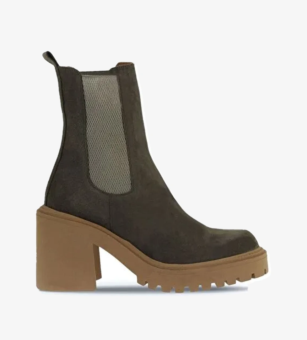 Bueno Shoes Haki Süet Kadın Topuklu Bot 01wv5400 - Görsel 1