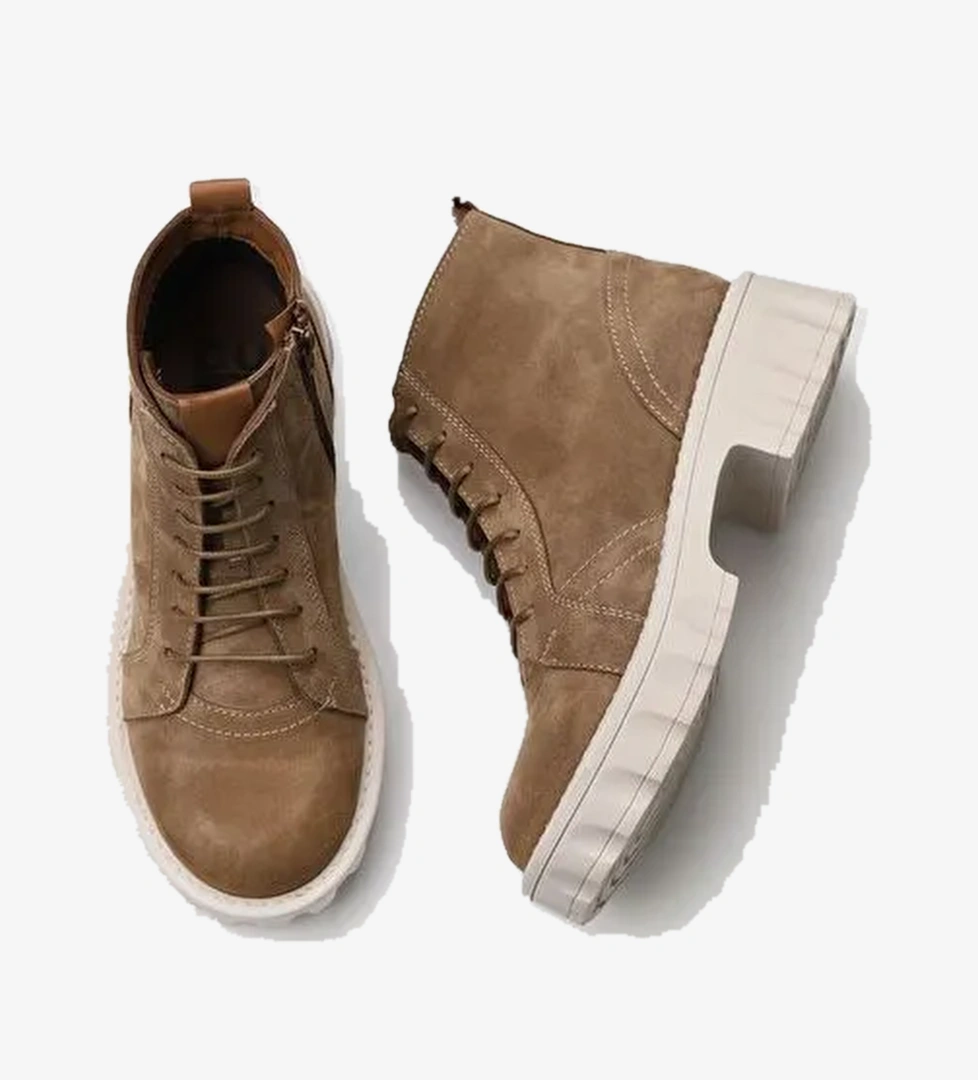 Bueno Shoes Taba Süet Kadın Topuklu Bot 01wv9000 - Görsel 1