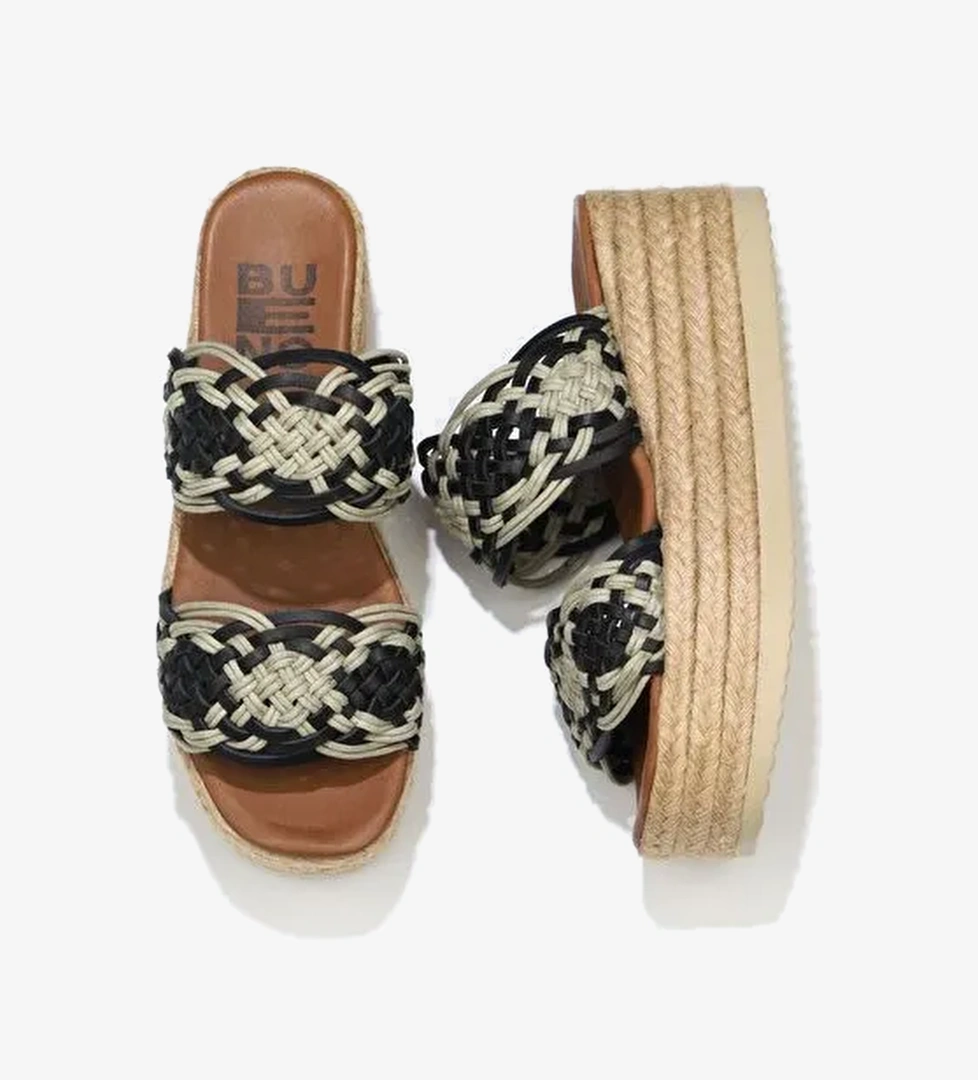 Bueno Shoes Siyah Deri Kadın Espadril Terlik 01wu6110 - Görsel 1