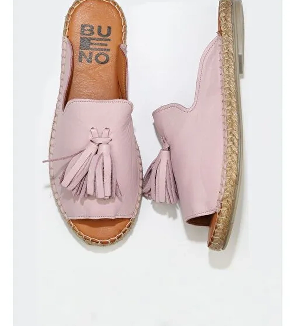 Bueno Shoes Pembe Deri Kadın Espadril Terlik 01wj0311 - Görsel 1
