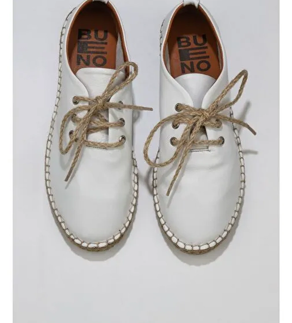 Bueno Shoes Beyaz Deri Kadın Espadril Ayakkabı 01wn1617 - Görsel 1