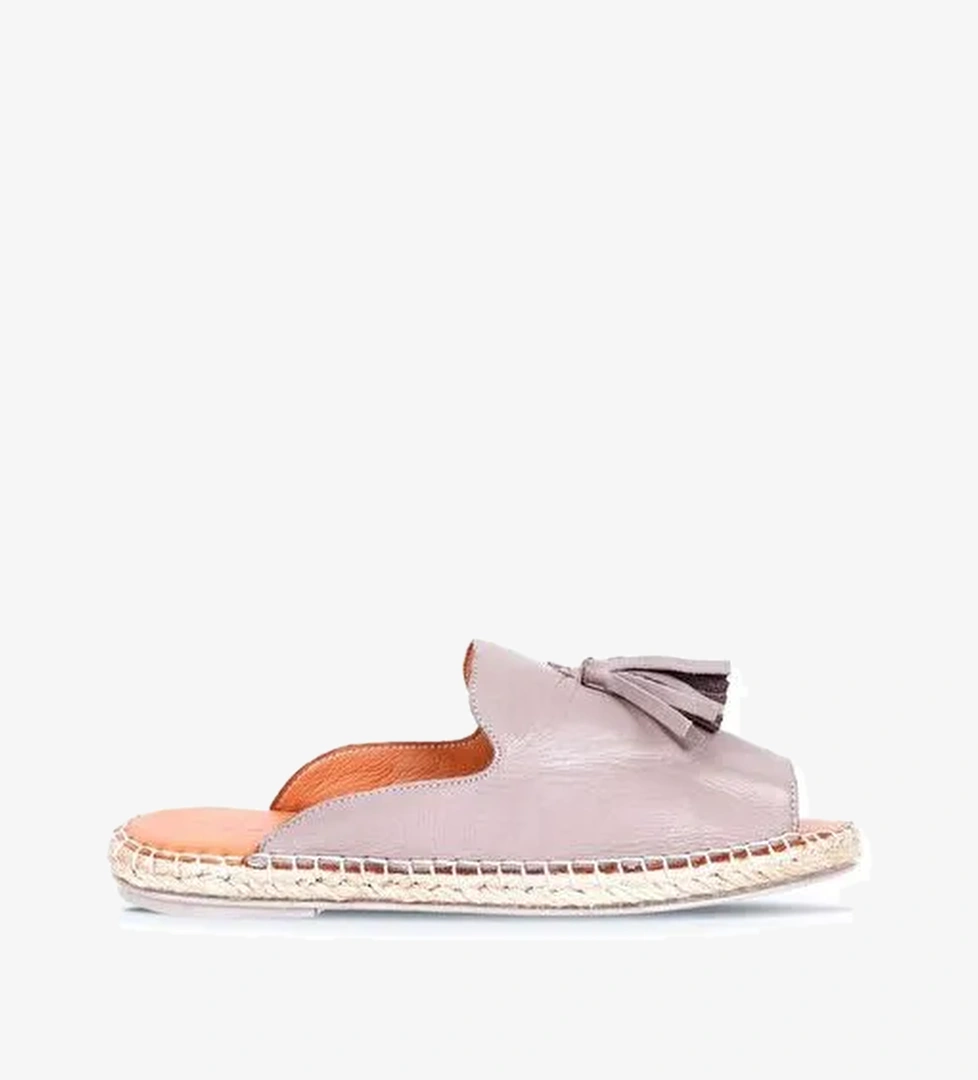 Bueno Shoes Gri Deri Kadın Espadril Terlik 01wj0311 - Görsel 1