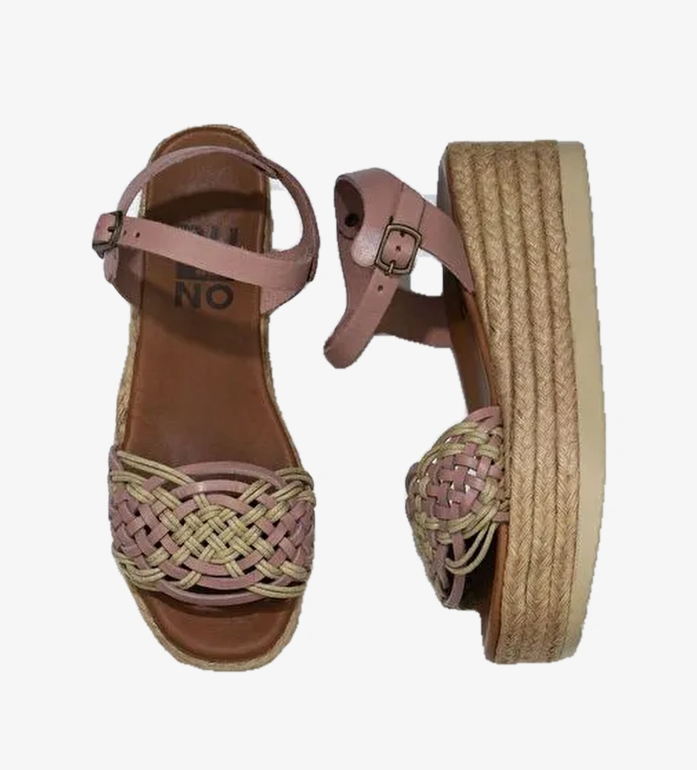 Bueno Shoes Pudra Deri Kadın Dolgu Topuklu Espadril Sandalet 01wu6109
