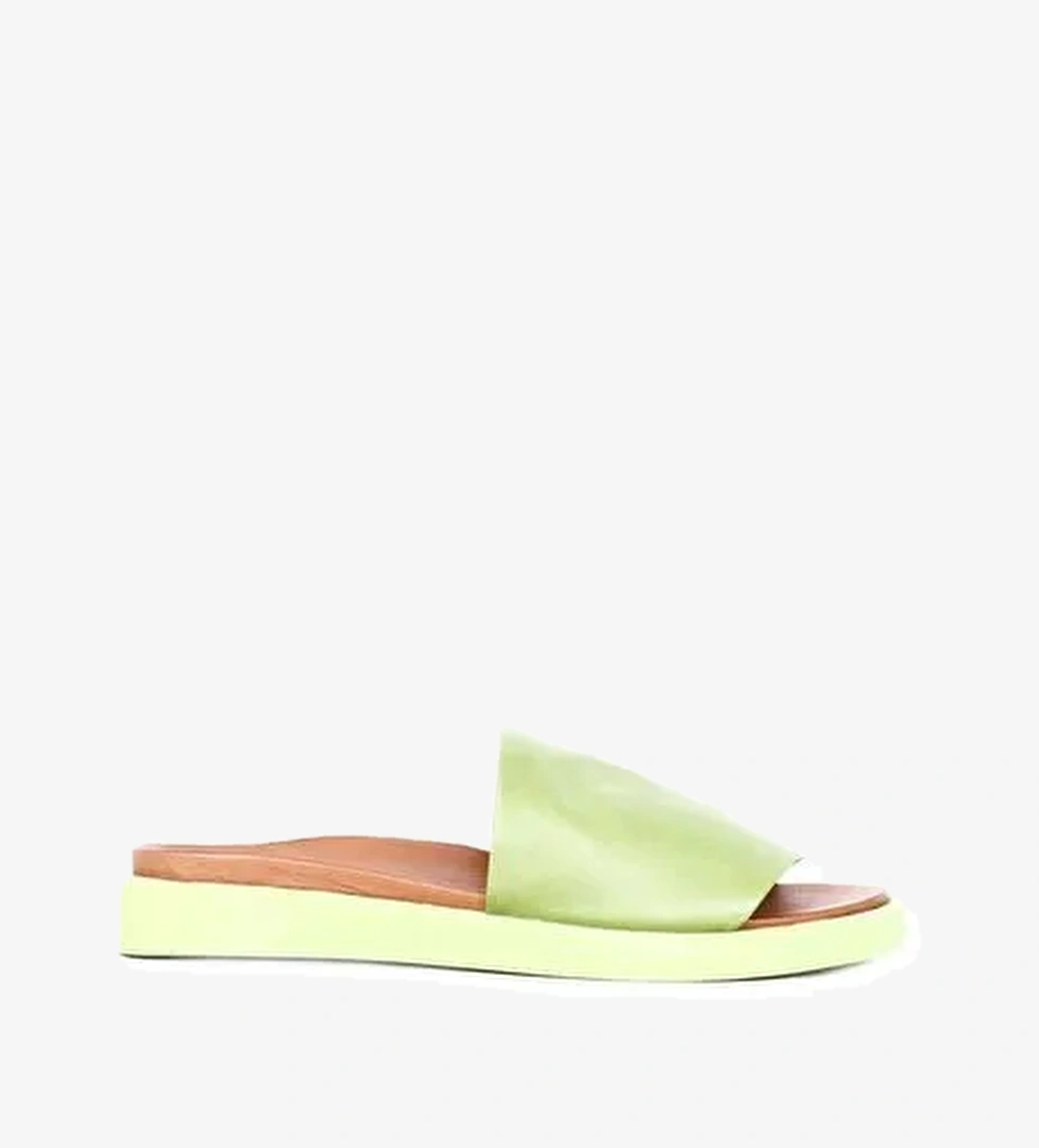 Bueno Shoes Yeşil Deri Kadın Düz Terlik 01wq9103 - Görsel 1