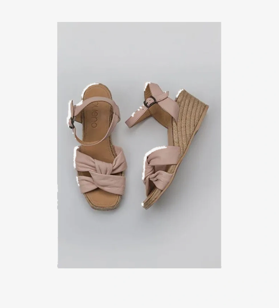 Bueno Shoes Pudra Deri Kadın Dolgu Topuklu Espadril Sandalet 01ws10307 - Görsel 1