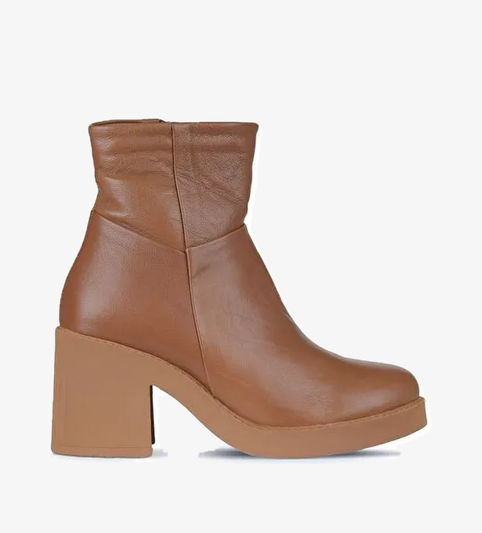 Bueno Shoes Taba Deri Kadın Topuklu Bot 01wz7100 - Görsel 1