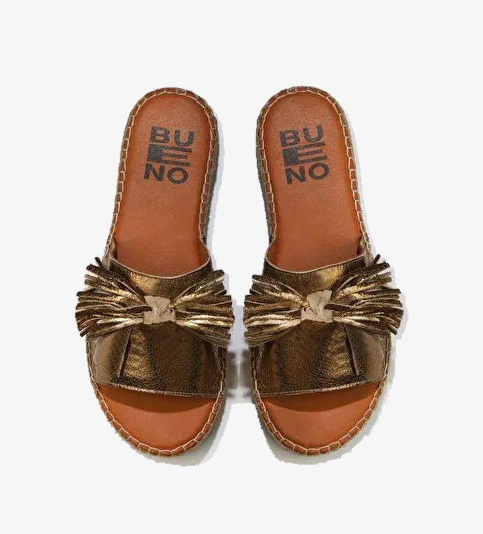 Bueno Shoes Bronz Parlak Deri Kadın Espadril Terlik 01wn3000 - Görsel 1