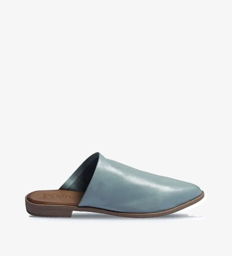 Bueno Shoes Mavi Deri Kadın Düz Terlik 01wn0124 - Görsel 1