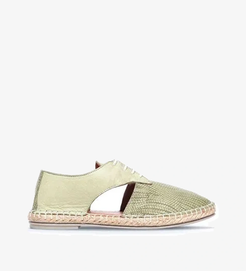 Bueno Shoes Haki Deri Kadın Espadril Ayakkabı 01wl0451 - Görsel 1
