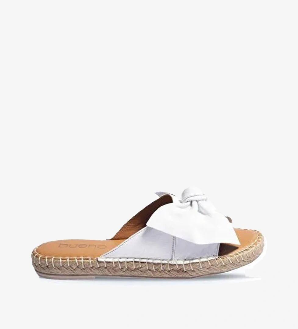 Bueno Shoes Beyaz Deri Kadın Espadril Terlik 01wl4605 - Görsel 1