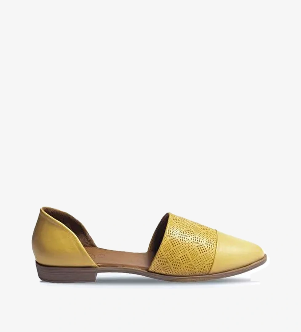 Bueno Shoes Sarı Deri Kadın Düz Babet 01wn0101 - Görsel 1
