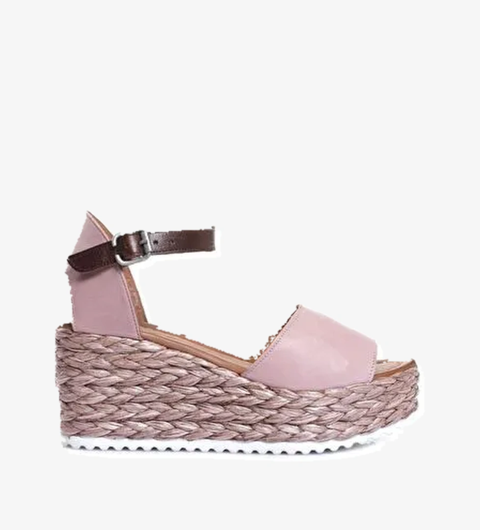 Bueno Shoes Gül Kurusu Deri Kadın Dolgu Topuklu Espadril Sandalet 01wn3601 - Görsel 1