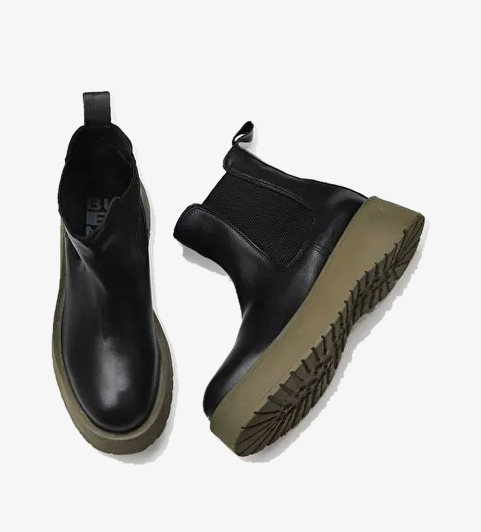 Bueno Shoes Siyah Deri Kadın Dolgu Topuklu Bot 01wv1300 - Görsel 1