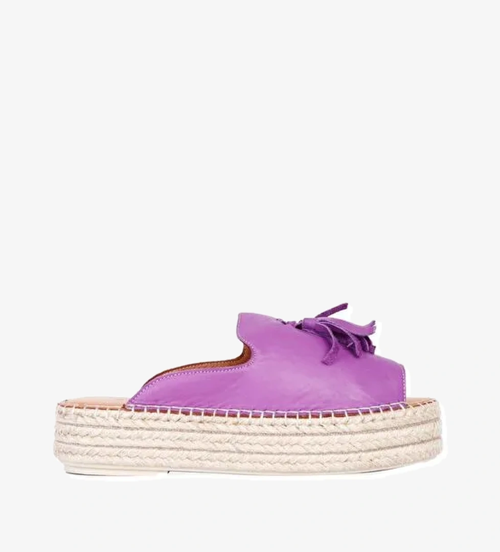 Bueno Shoes Lila Deri Kadın Dolgu Topuklu Espadril Terlik 01wq3511 - Görsel 1