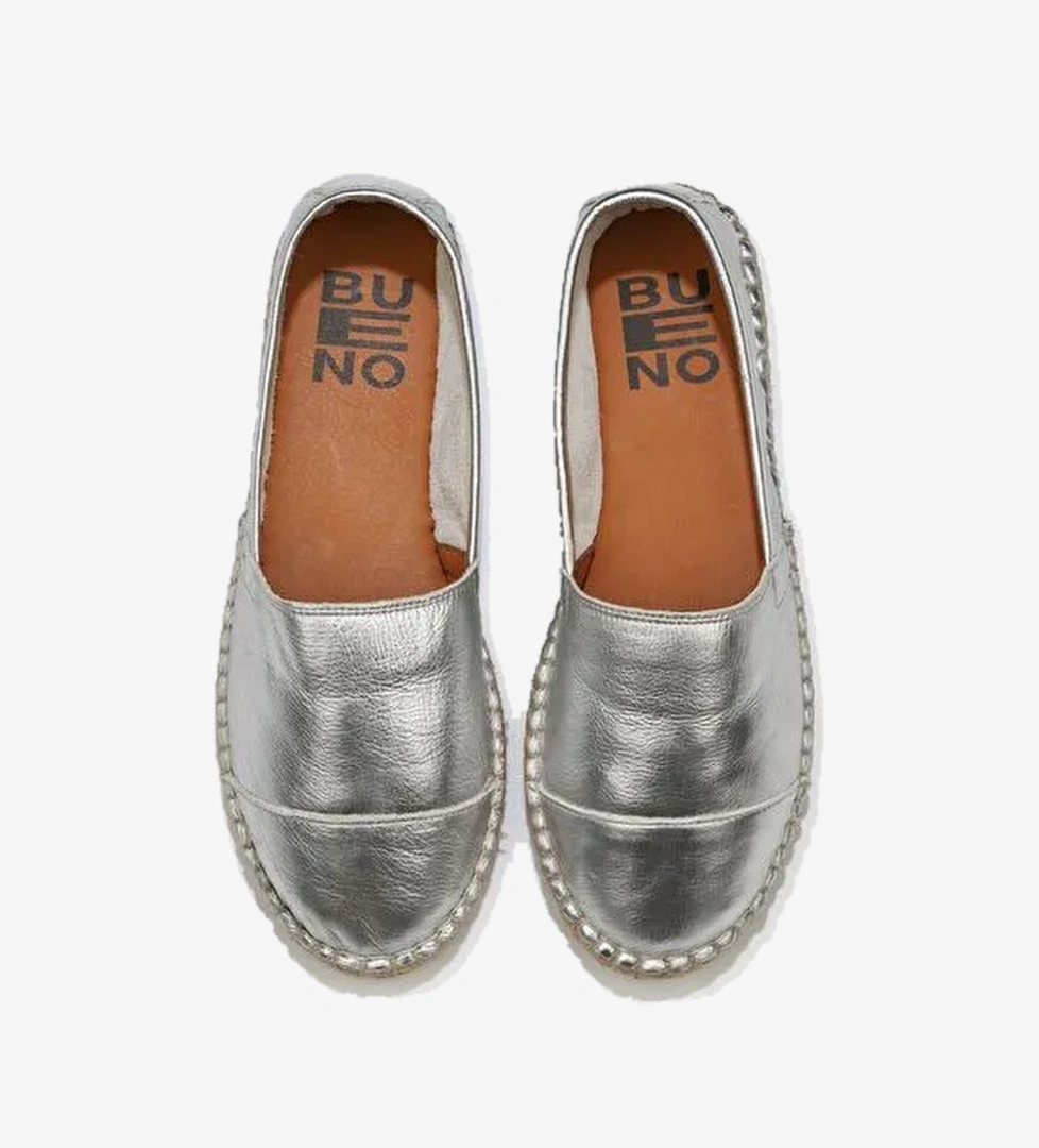 Bueno Shoes Gümüş Deri Kadın Espadril Ayakkabı 01wj0300 - Görsel 1