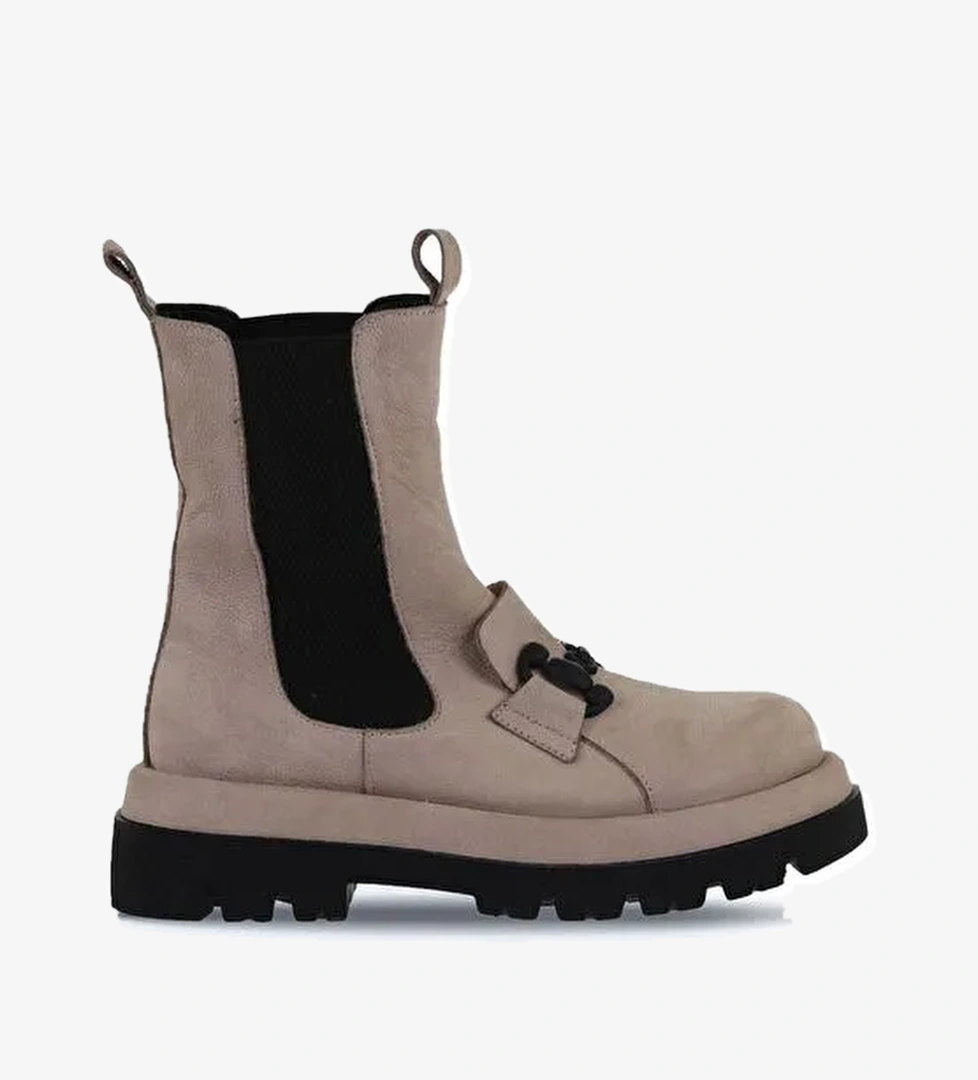 Bueno Shoes Vizon Nubuk Kadın Dolgu Topuklu Bot 01wv1003 - Görsel 1