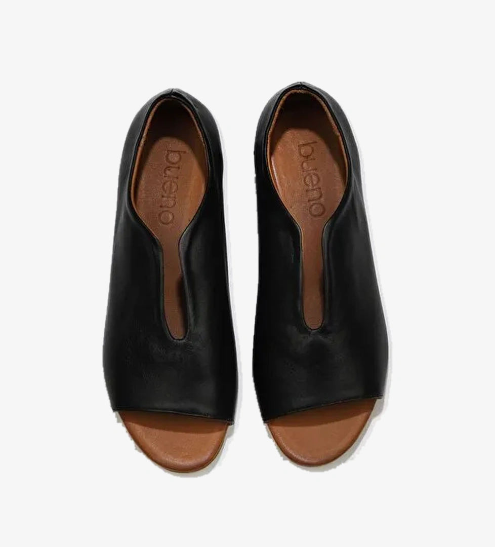 Bueno Shoes Siyah Deri Kadın Düz Babet 01wl2405 - Görsel 1