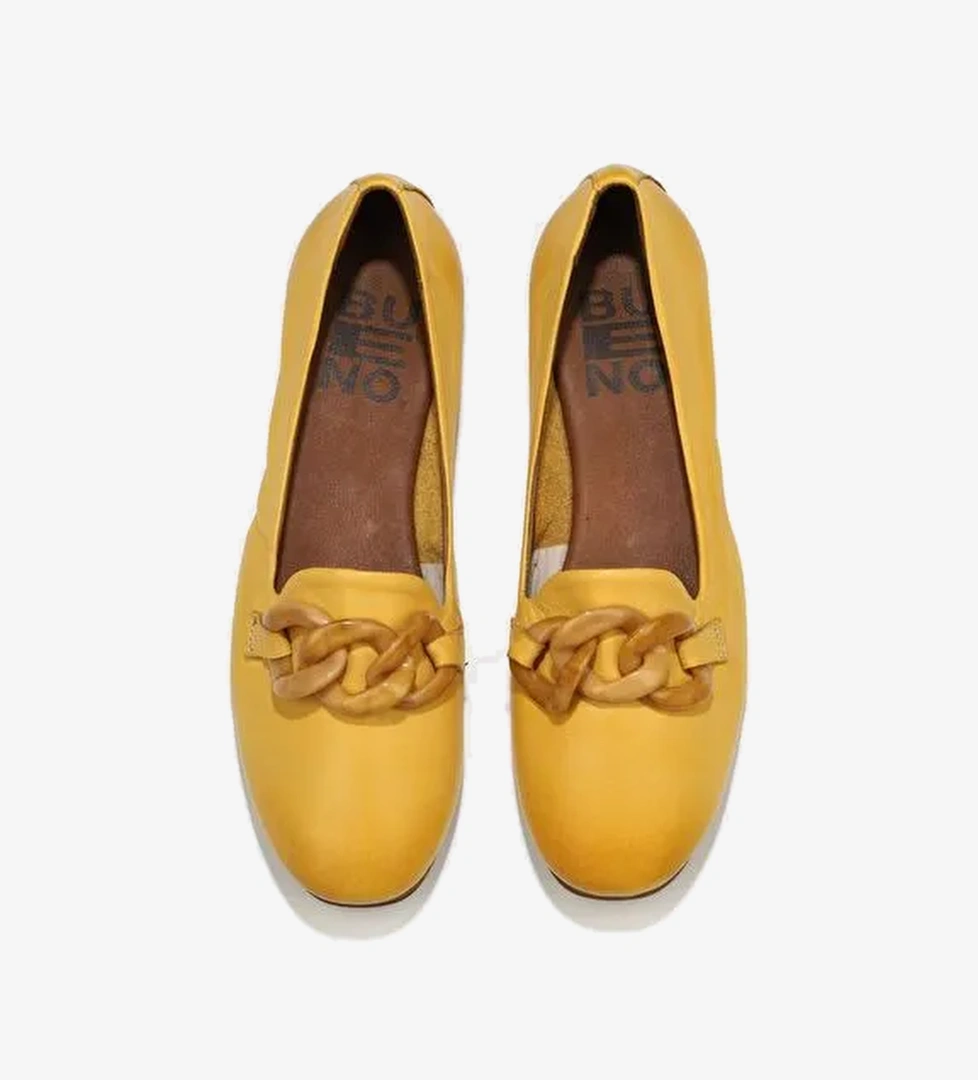 Bueno Shoes Sarı Deri Kadın Düz Babet 01wu3600 - Görsel 1