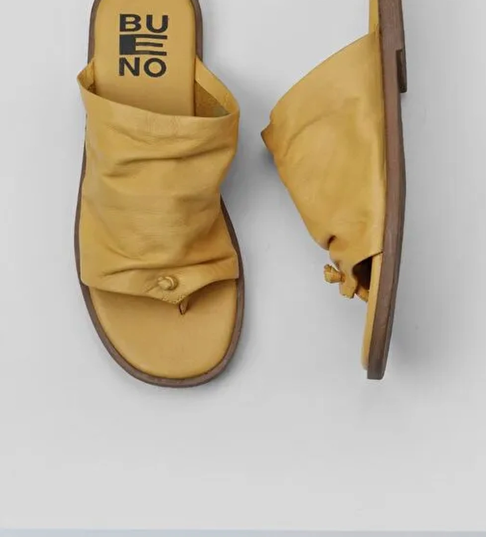 Bueno Shoes Sarı Deri Kadın Parmak Arası Terlik 01wy2003 - Görsel 1