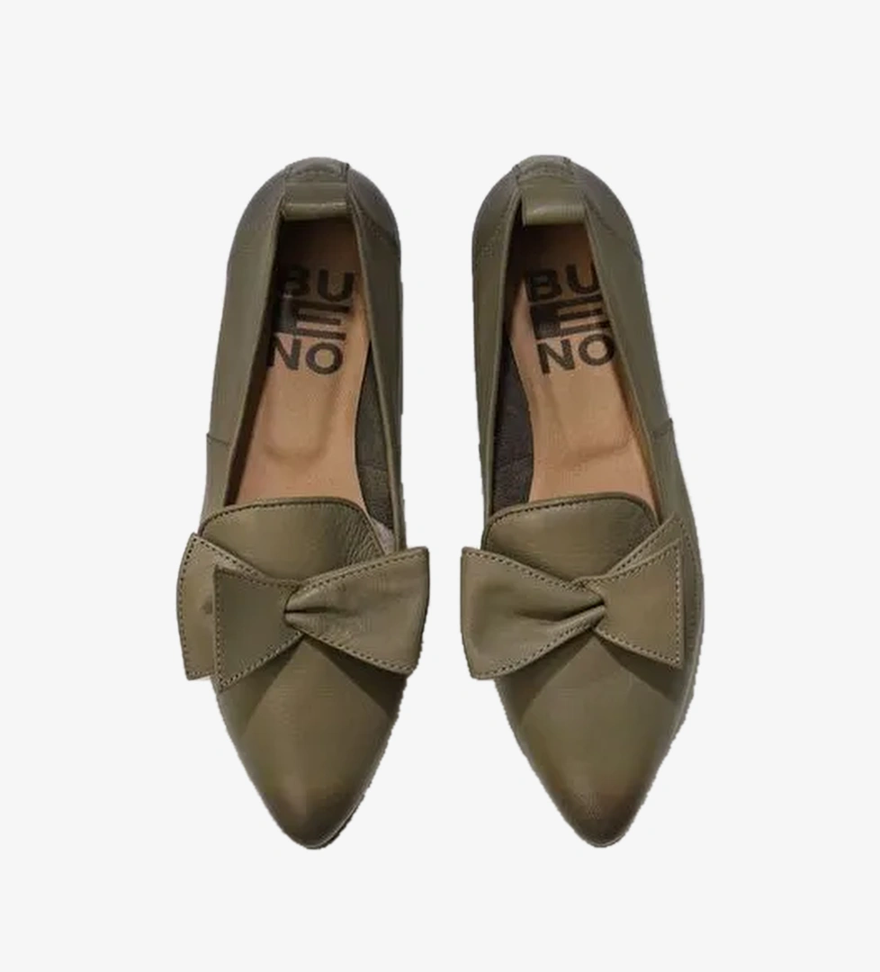 Bueno Shoes Haki Deri Kadın Düz Babet 01wr3117