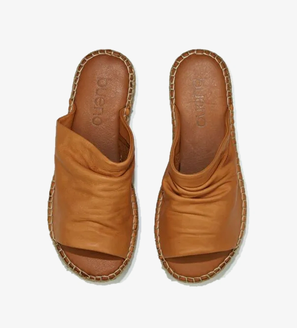 Bueno Shoes Taba Deri Kadın Espadril Terlik 01wl4617 - Görsel 1