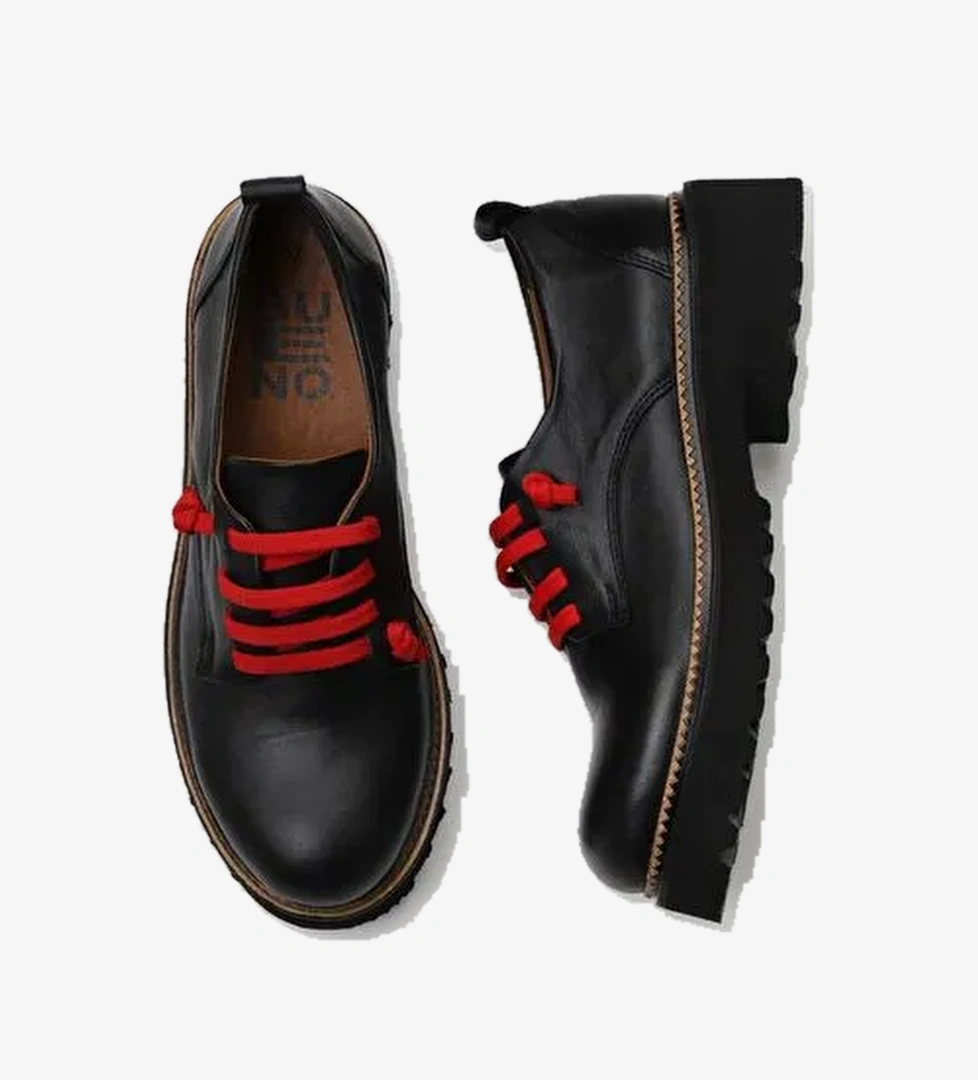 Bueno Shoes Siyah Kırmızı Deri Kadın Klasik Ayakkabı 01wt0815 - Görsel 1