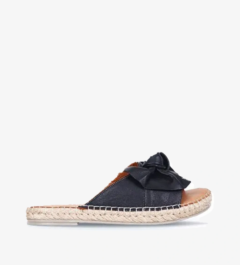 Bueno Shoes Siyah Deri Kadın Espadril Terlik 01wl4605 - Görsel 1